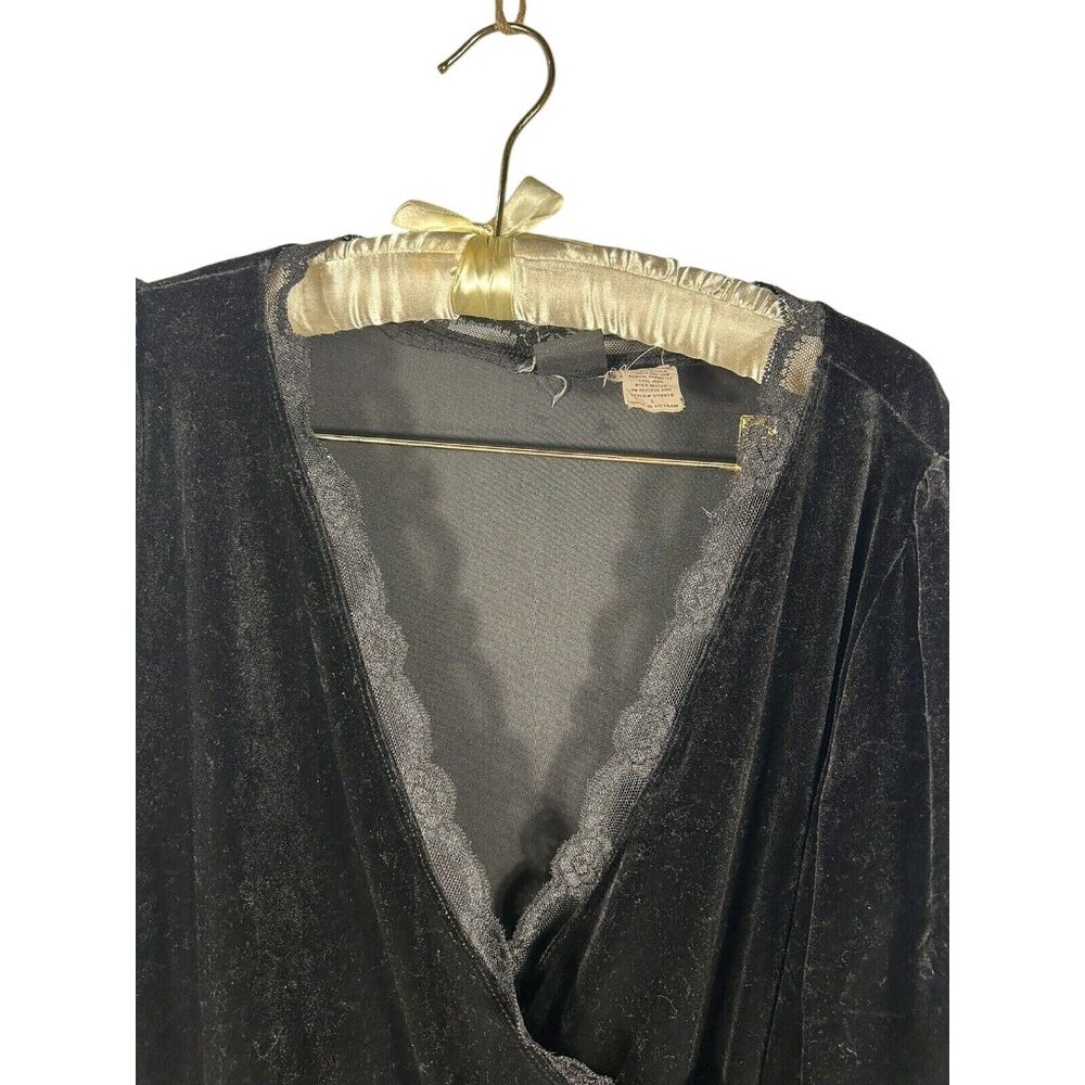 Vintage goth dress 90’s Black Velvet Romantic Goth With Touches Of Lace Women L - Picture 3 of 11